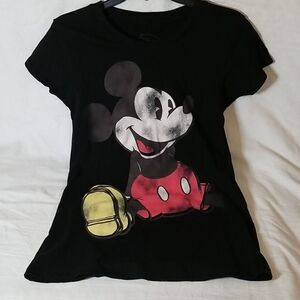 Disney Mickey Mouse Distressed Black S/S Tee‎